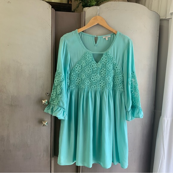 JODIFL Teal Blue Crochet Ruffle Boho Dress - Picture 7 of 7